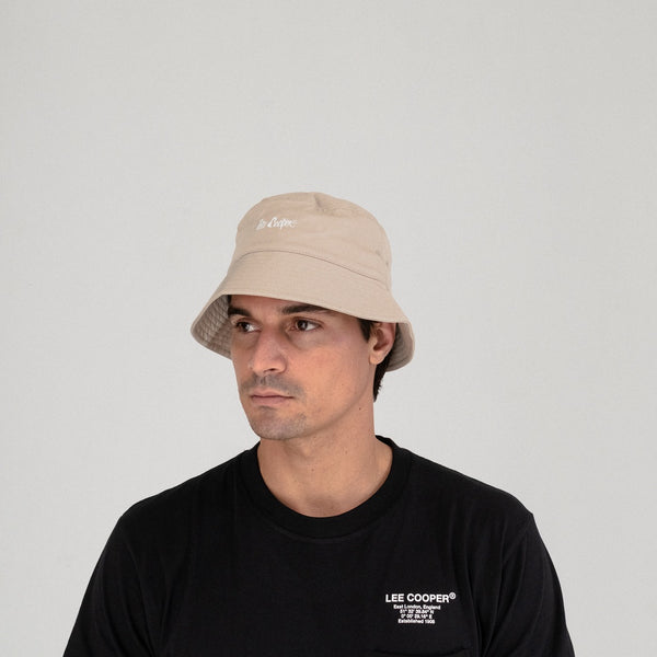 Lee Cooper Hat Bucket Logotype Cream