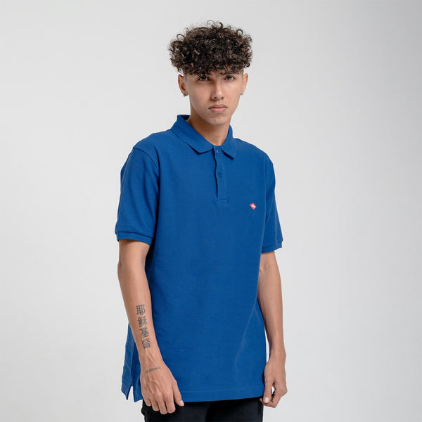 Lee Cooper Polo Shirt Logo Type Blue