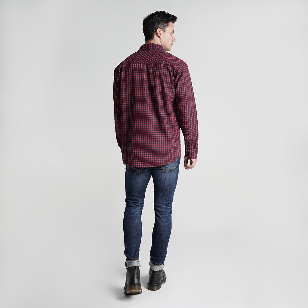 Lee Cooper Flannel Shirt Ethan Maroon