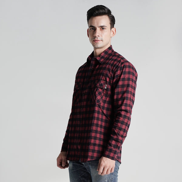 Lee Cooper Flannel Shirt Kyle Maroon