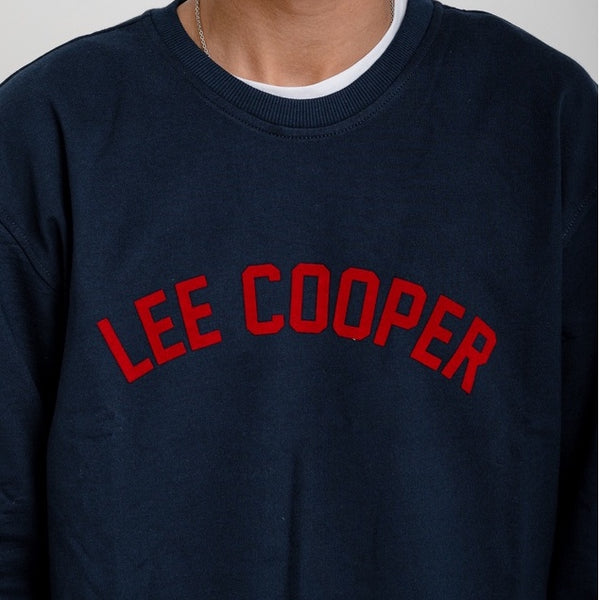 Lee Cooper Sweatshirt Crewneck Varsity Logo Type Navy