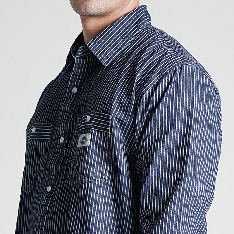 Lee Cooper Long Shirt Stripe Adler Dark Blue Stone