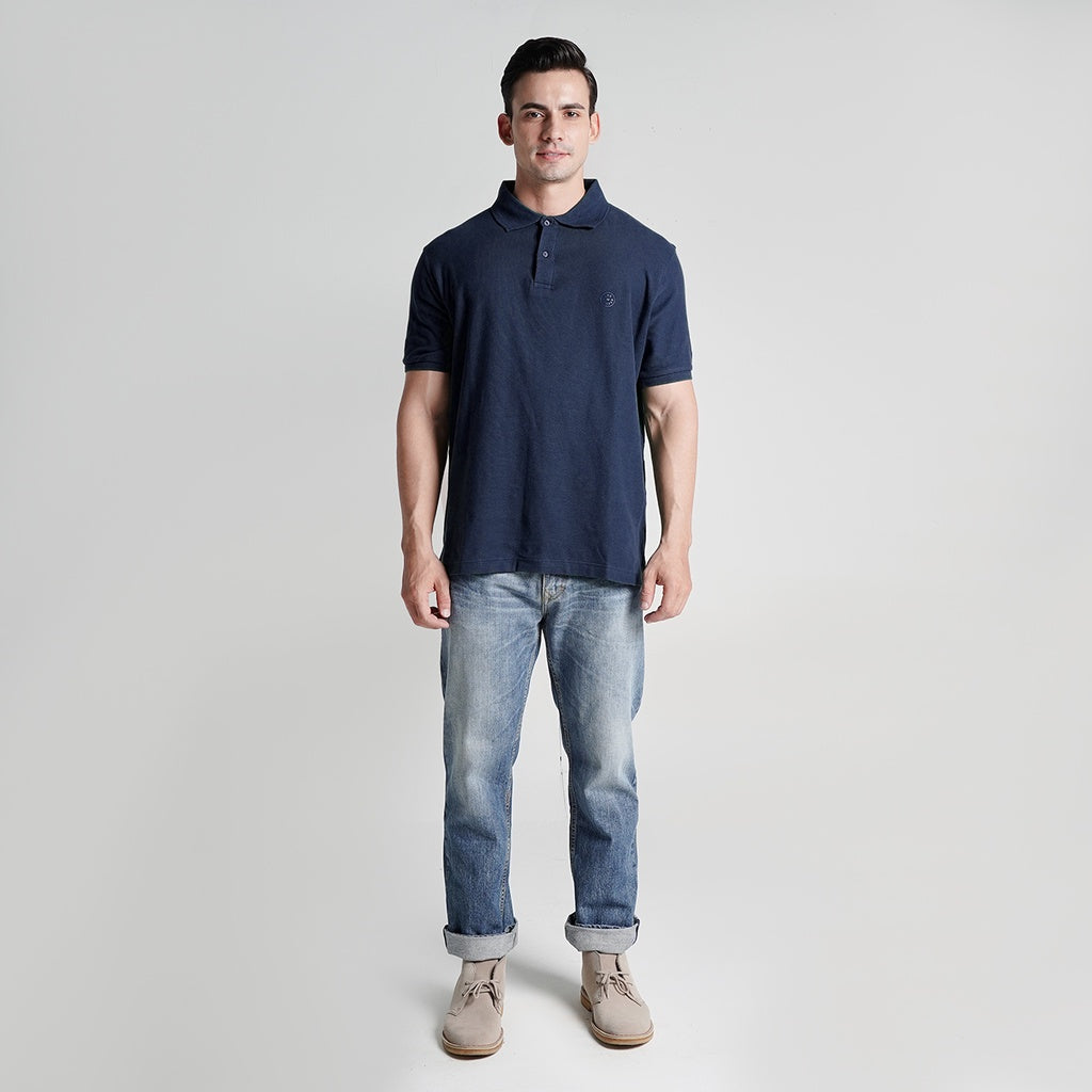 Lee Cooper Polo Shirt Logo Circular Navy