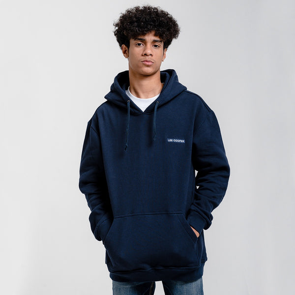 Lee Cooper Box Logo Pullover Hoodie Navy