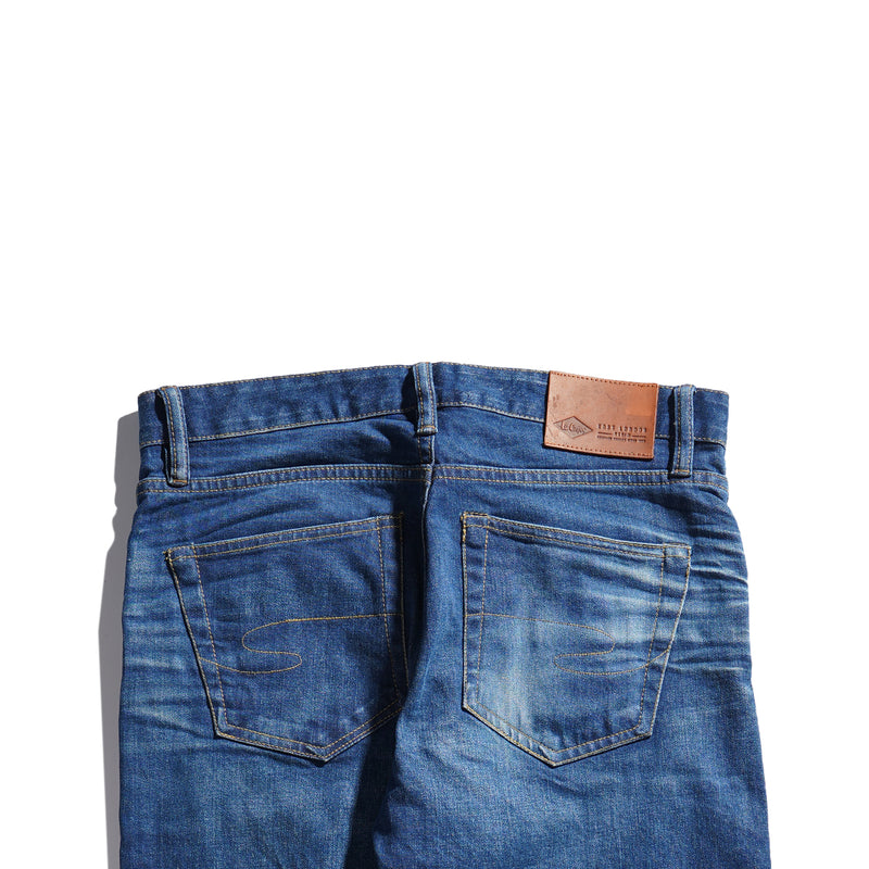 Lee Cooper Tappered Fit Jeans Selvedge Arthur Repaired Medium Blue