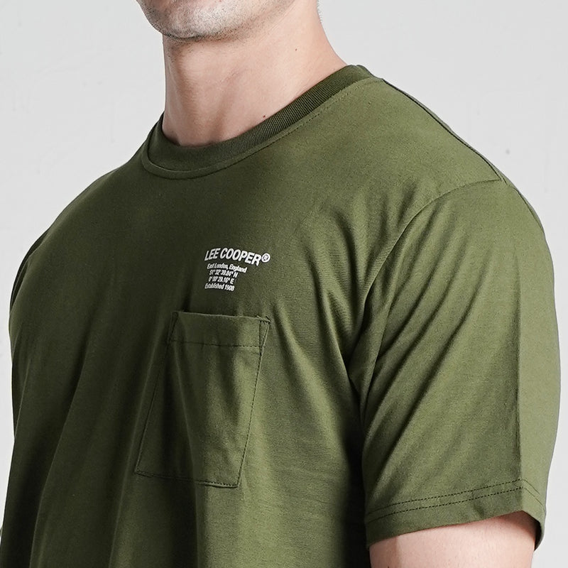 Lee Cooper T-Shirt Coordinate Pocket Green Army