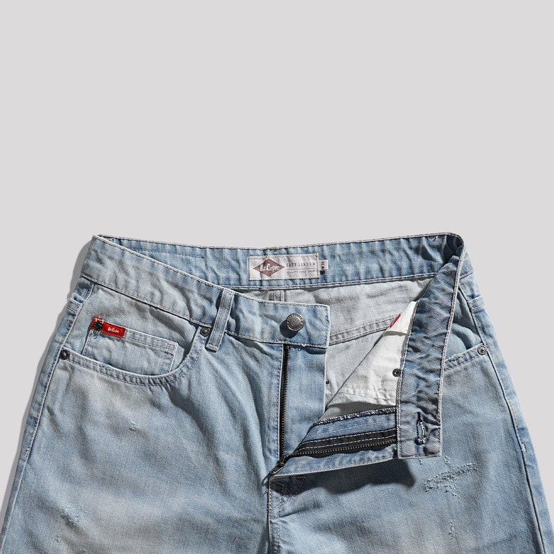 Lee Cooper Jeans Short Roll Up Ripped Light Blue