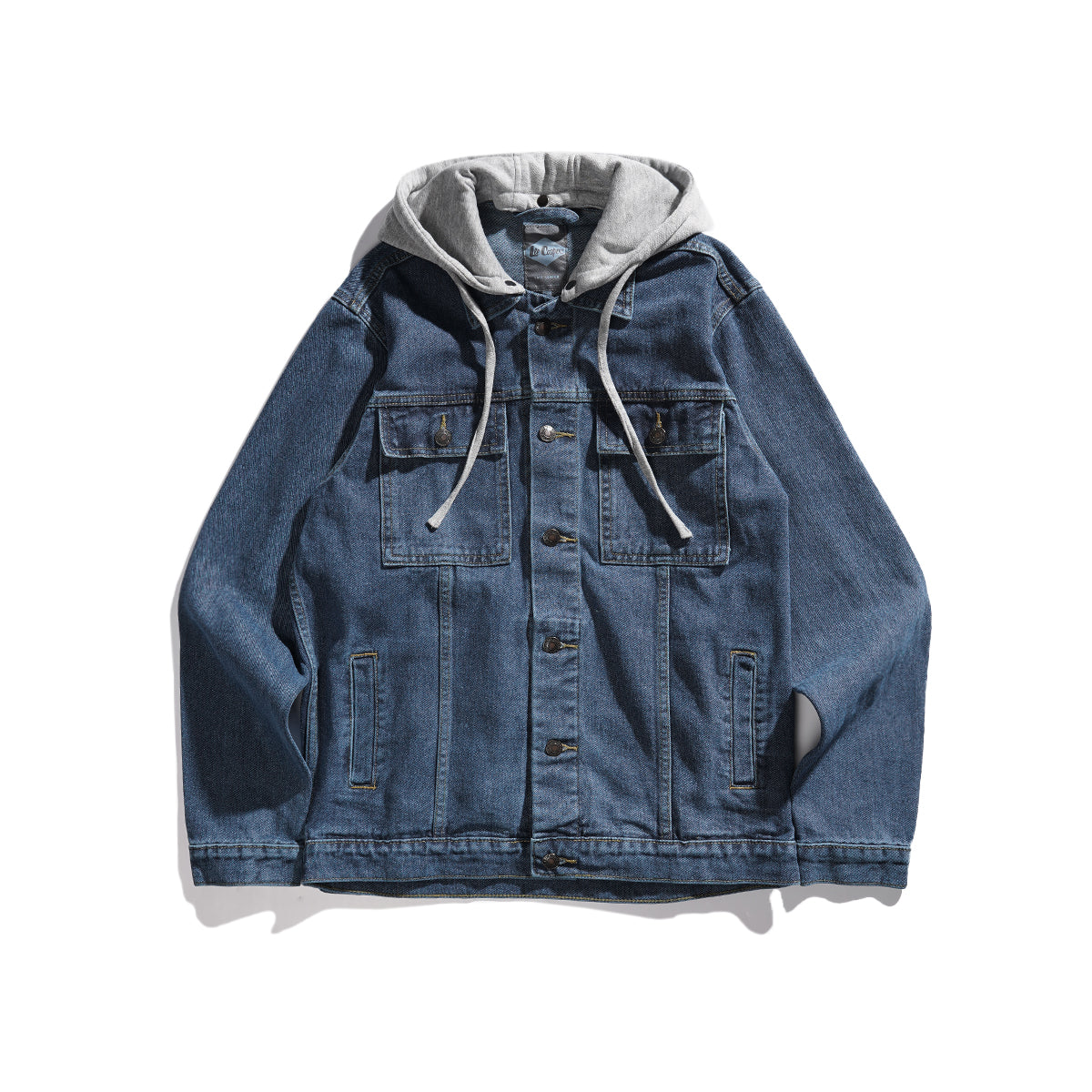 LEE COOPER JACKET TRUCKER HOODIE WORN MEDIUM BLUE