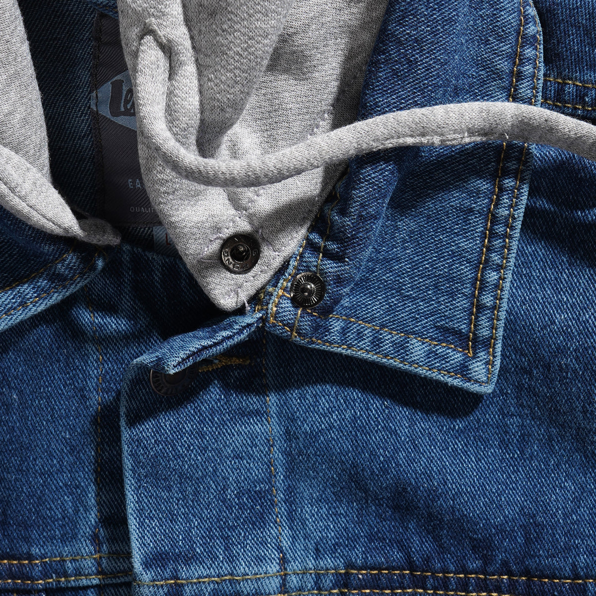 LEE COOPER JACKET TRUCKER HOODIE WORN DARK BLUE