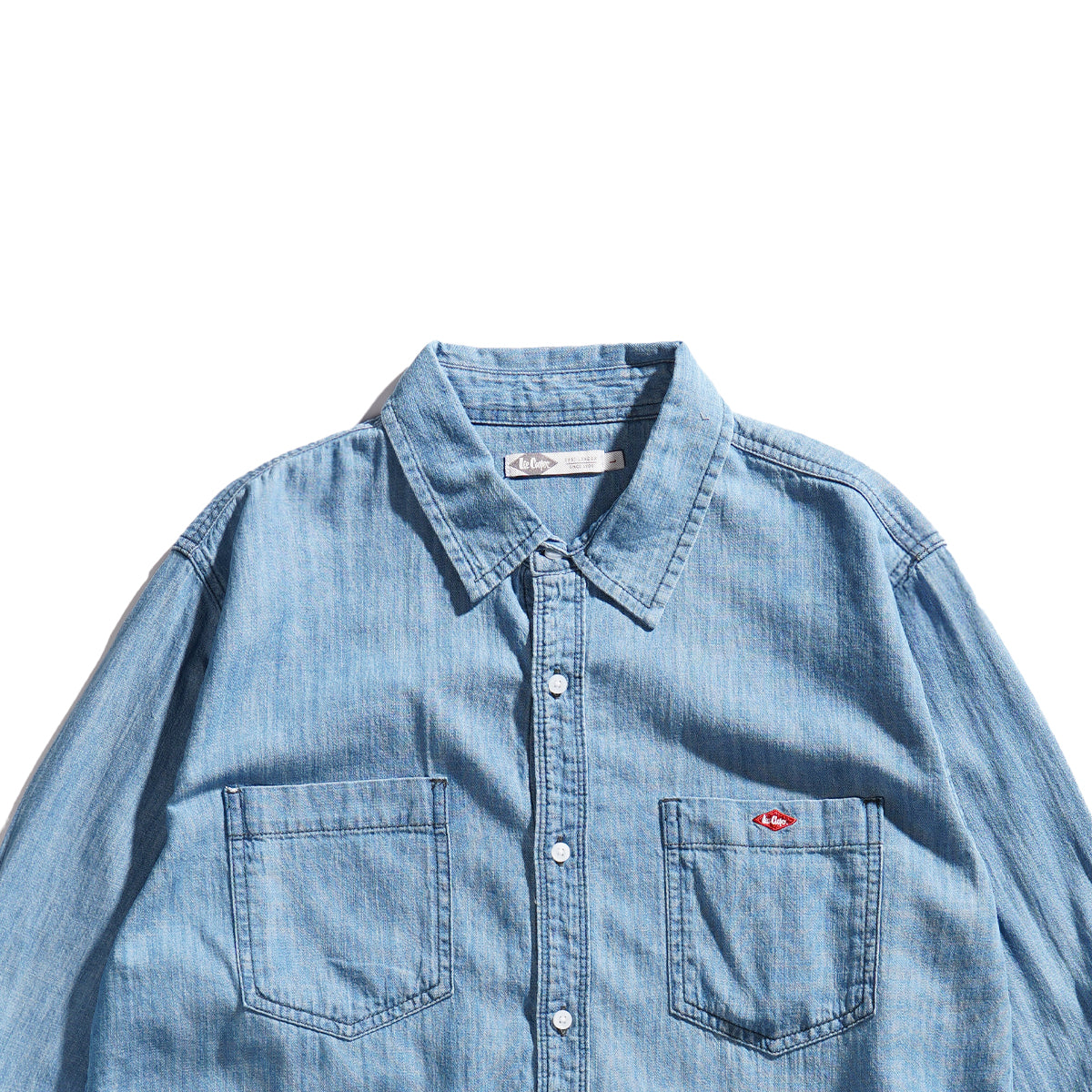 LEE COOPER SHIRT CHAMBRAY CHAD WORN MEDIUM BLUE